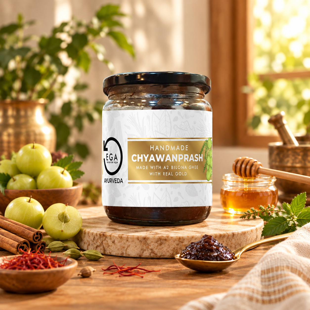 Chyawanprash | Handmade | With Real Gold and 54 Herbs | Antioxidant Herbal Blend